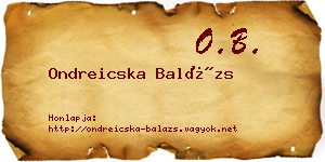 Ondreicska Balázs névjegykártya